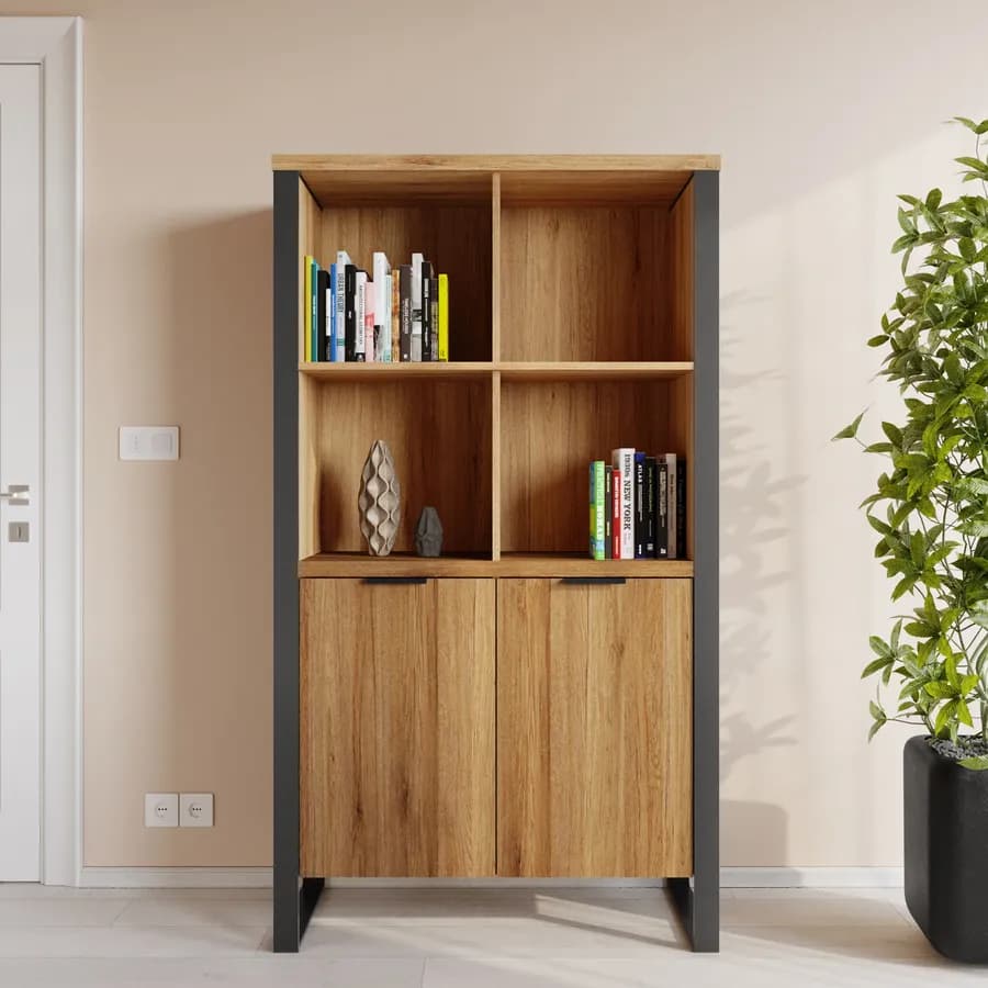 Libreria 90x160h cm in legno rovere western - Belvedere
