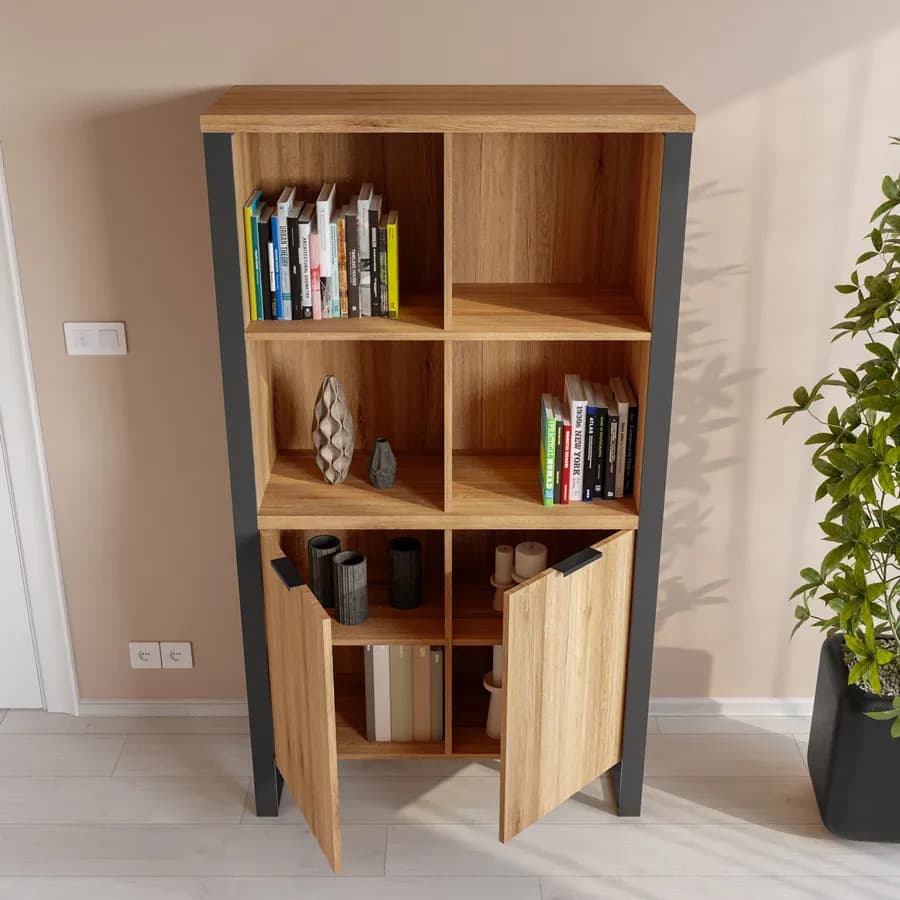 Libreria 90x160h cm in legno rovere western - Belvedere