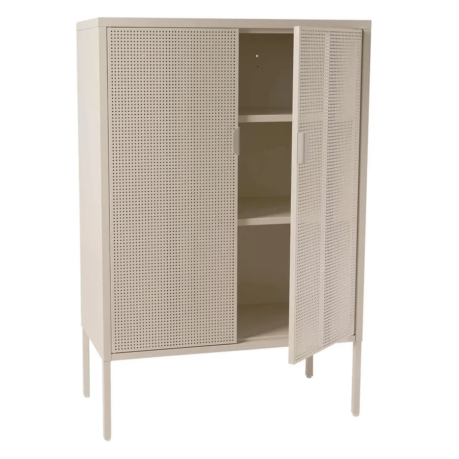 Credenza 80x120h cm in acciaio verniciato crema con 2 ante traforate - Eclipse