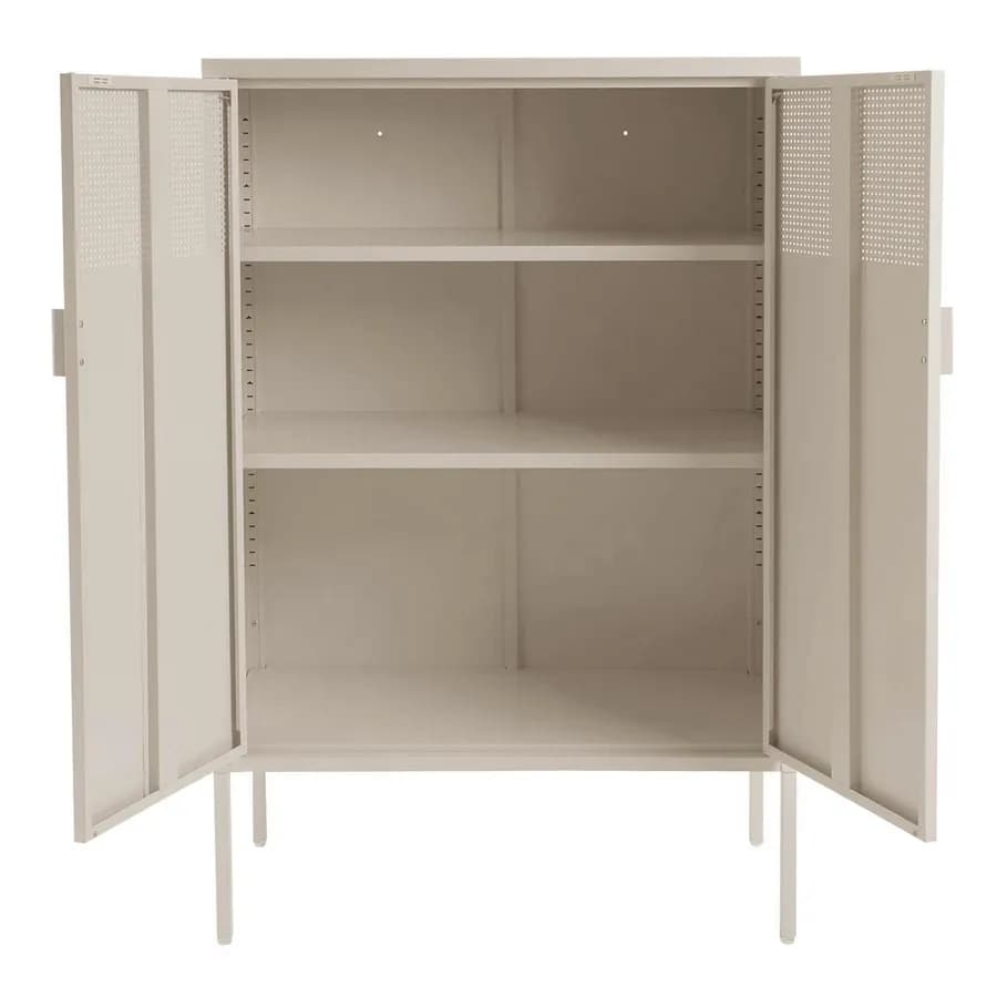 Credenza 80x120h cm in acciaio verniciato crema con 2 ante semiforate - Eclipse