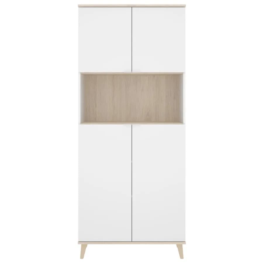 Credenza multiuso 80x189h cm in legno naturale e bianco - Syrio