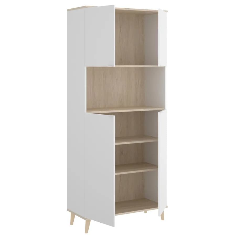 Credenza multiuso 80x189h cm in legno naturale e bianco - Syrio