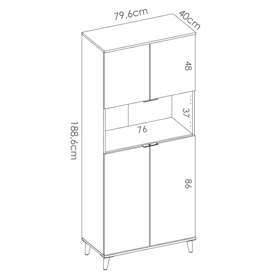 Credenza multiuso 80x189h cm in legno naturale e bianco - Syrio