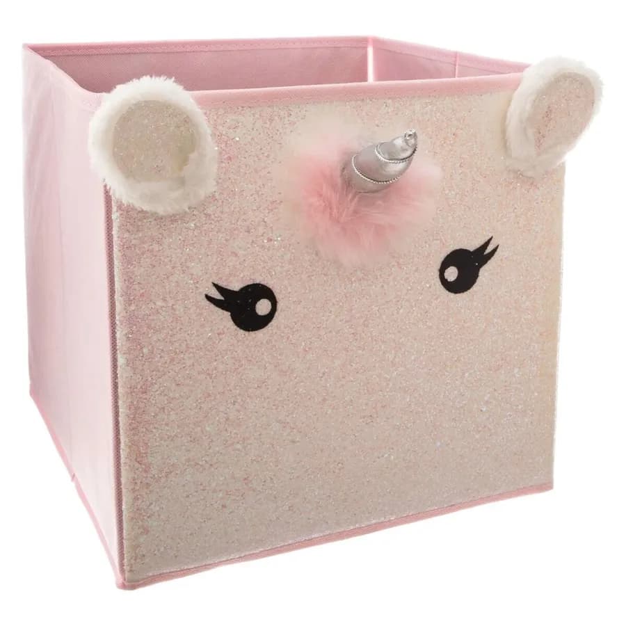 Cubo contenitore 29x29 cm rosa con unicorno - Kids
