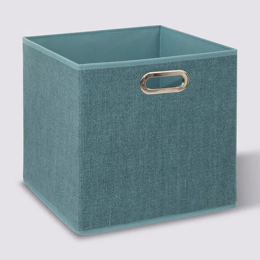 Cubo contenitore 31x31h cm in tessuto petrolio
