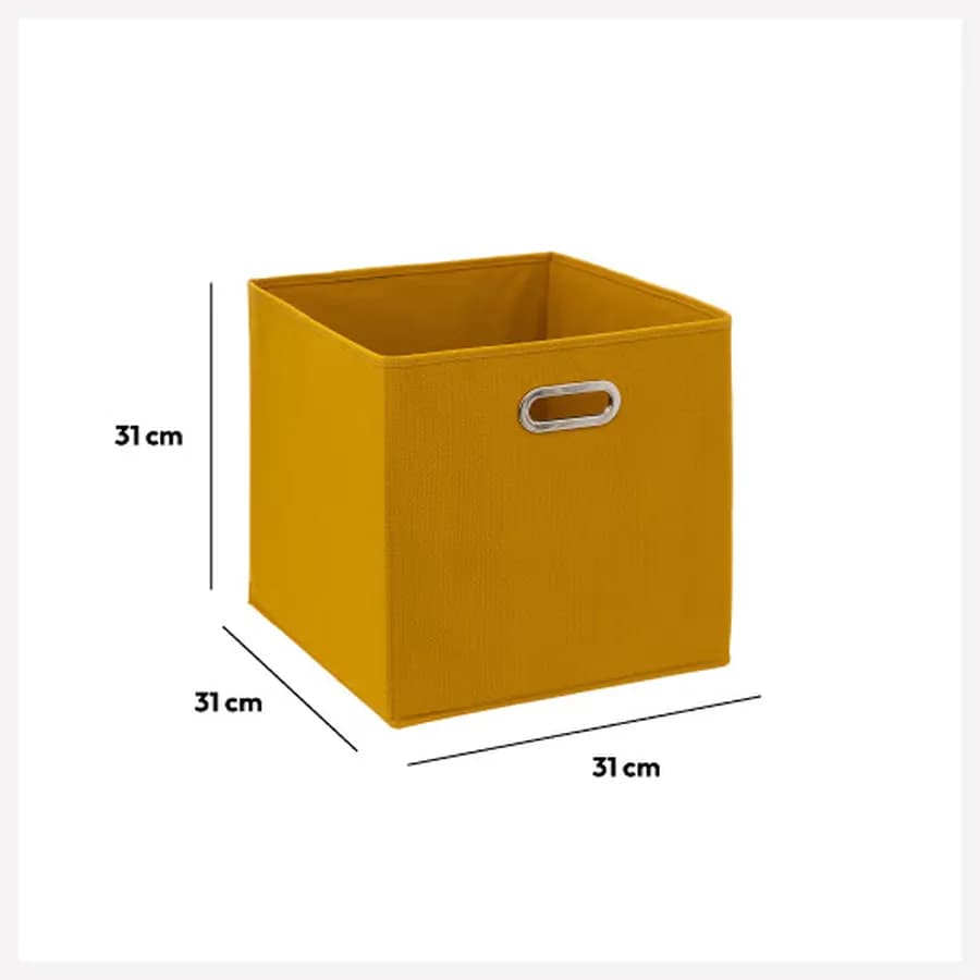 Cubo contenitore 31x31h cm in tessuto senape