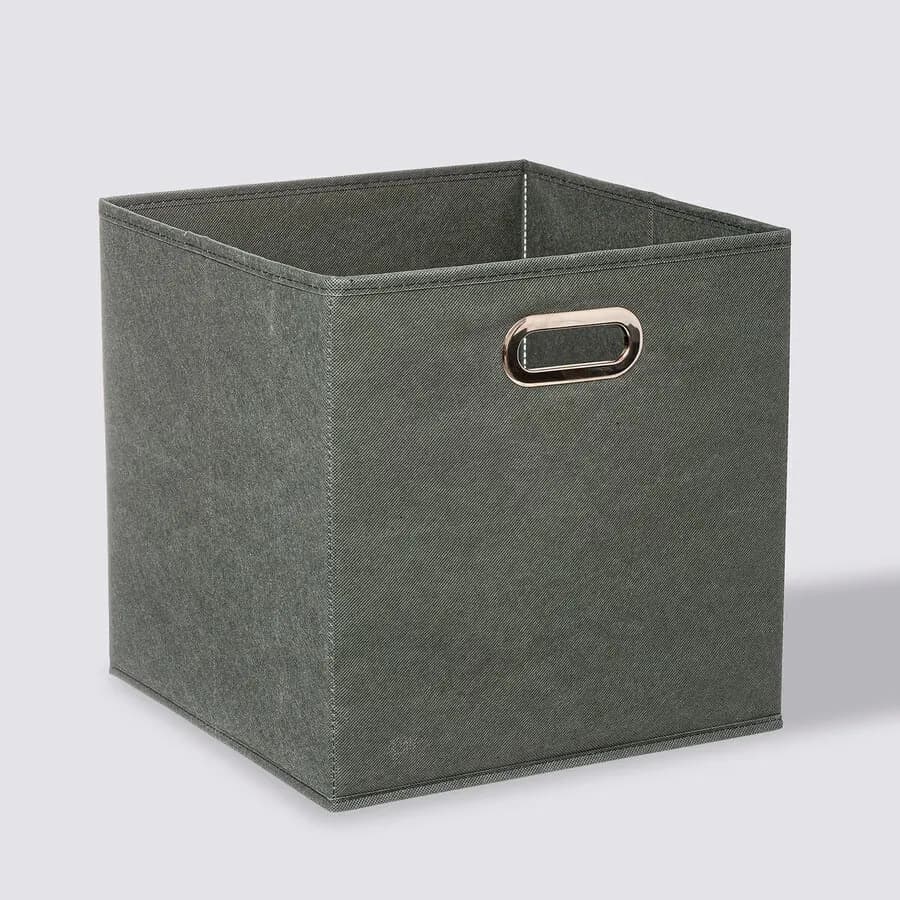 Cubo contenitore 31x31h cm in tessuto verde kaki