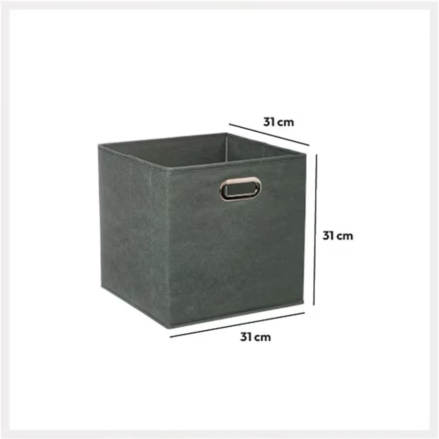 Cubo contenitore 31x31h cm in tessuto verde kaki