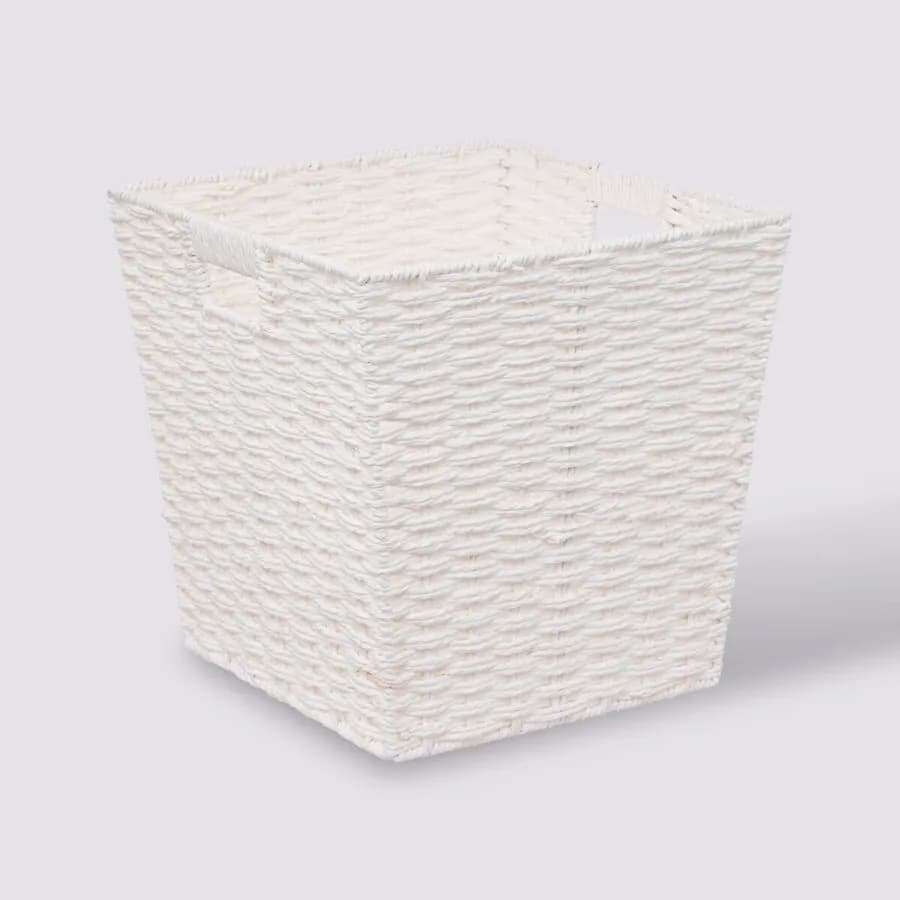 Cubo contenitore 31x31h cm bianco in corda intrecciata
