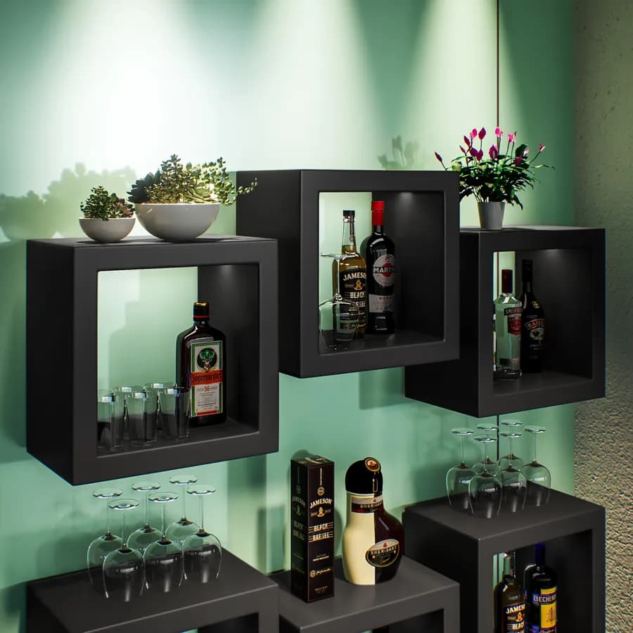 Cubo espositore 45x29 cm in polietilene grafite con kit luce