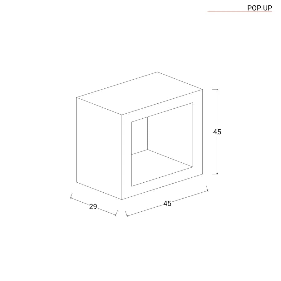 Cubo espositore 45x29 cm in polietilene grafite con kit luce