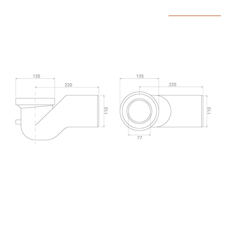 Curva tecnica sottovaso in materiale plastico Ø110mm per scarichi filoparete