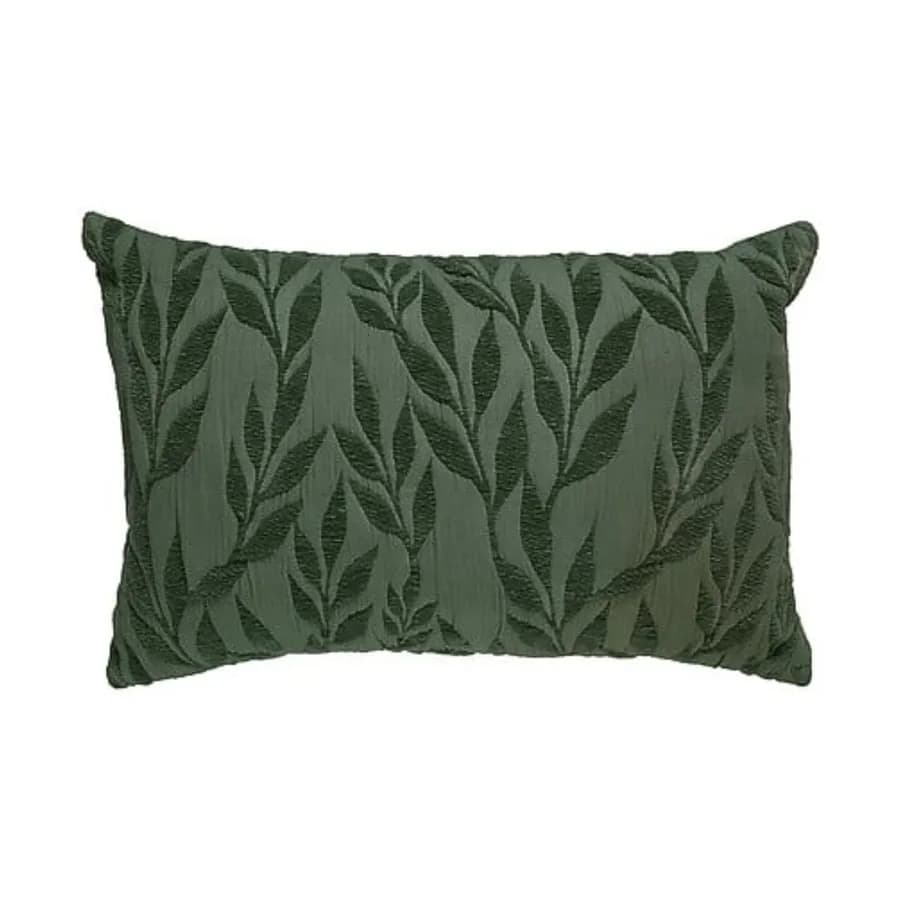 Cuscino 38x58 cm sfoderabile in cotone verde con lavorazione jacquard - Velian