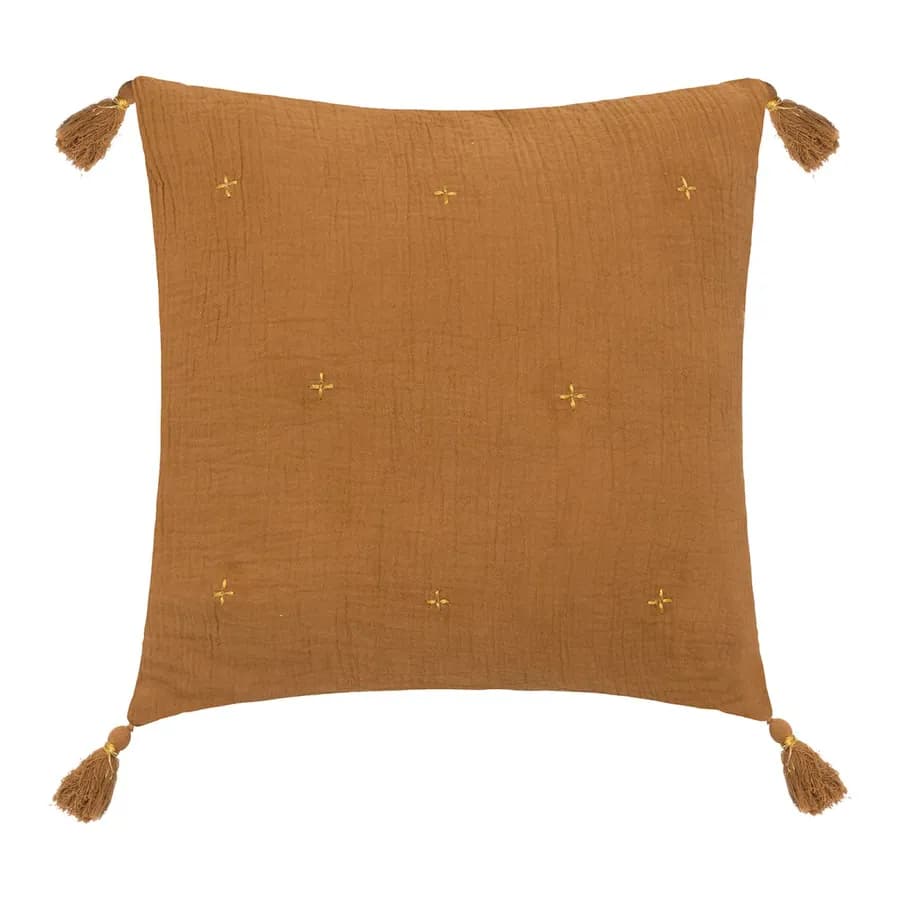 Cuscino 40x40 cm in cotone cannella ricamato con stelle