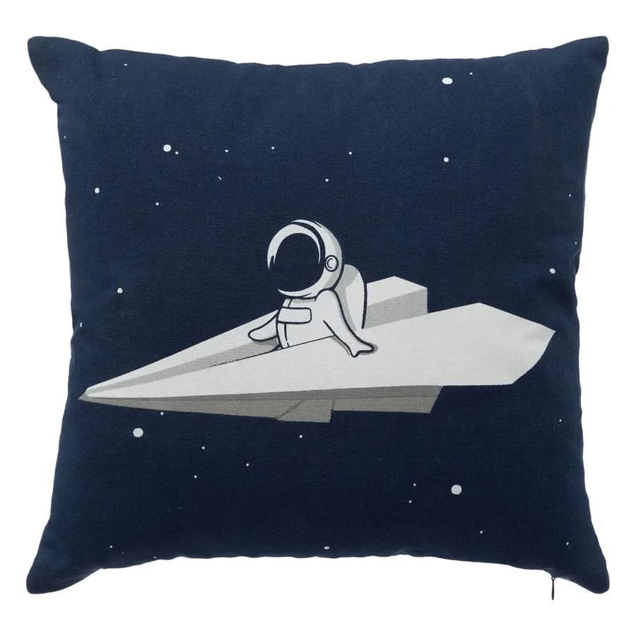Cuscino 40x40 cm in tessuto blu scuro con astronauta