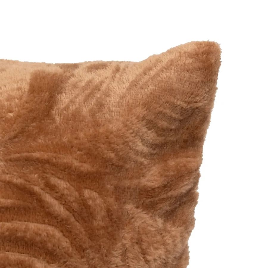 Cuscino 40x40 cm in similpelliccia terracotta con motivo in rilievo
