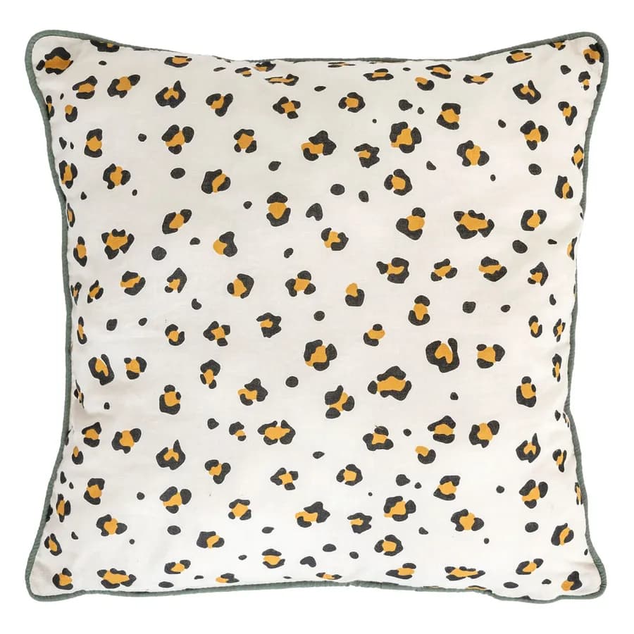 Cuscino 40x40 cm in tessuto bianco fantasia leopardata