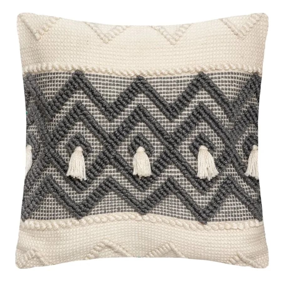 Cuscino 45x45 cm sfoderabile con motivo in rilievo beige e grigio