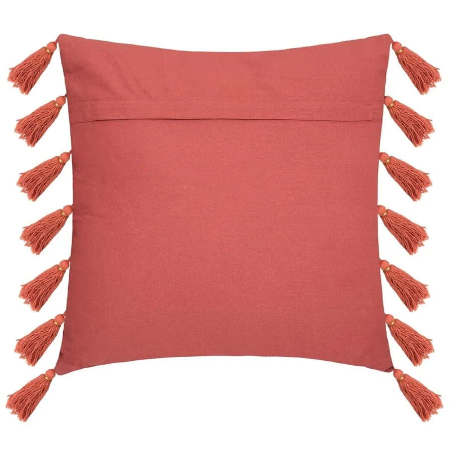 Cuscino 50x50 cm sfoderabile in cotone con pompon terracotta