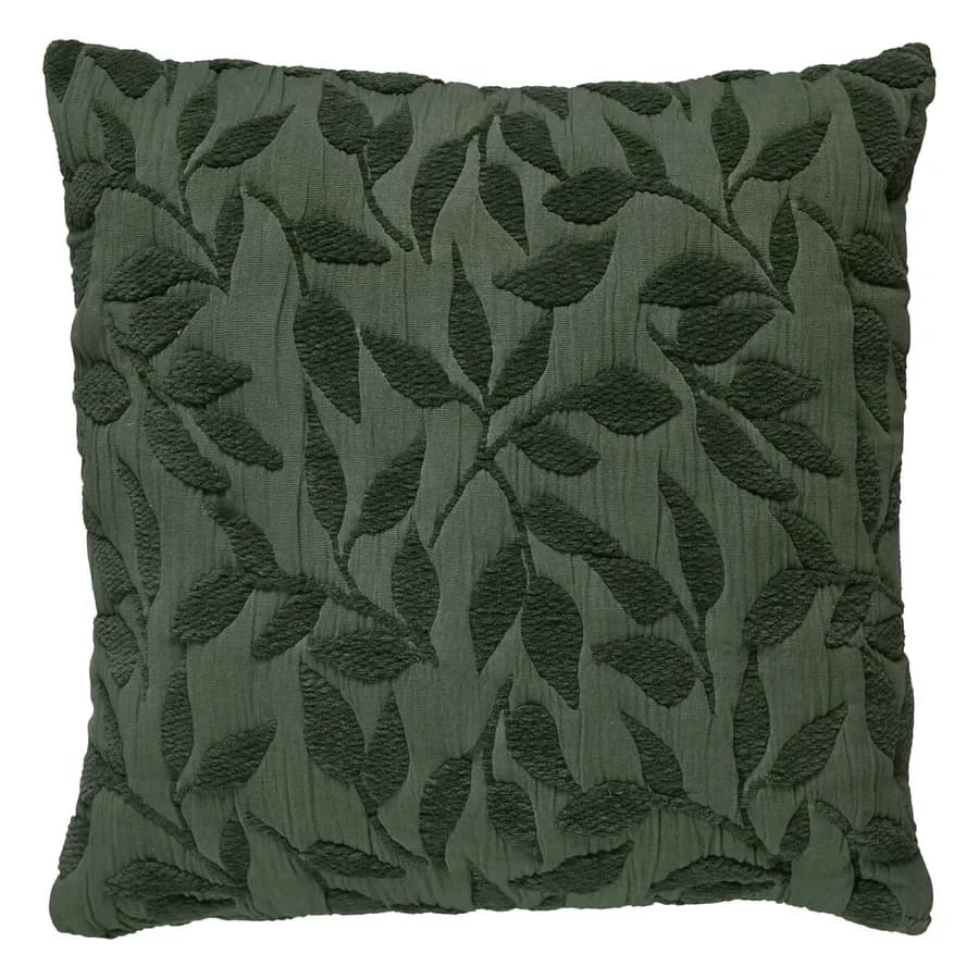Cuscino 50x50 cm sfoderabile in cotone verde con lavorazione jacquard - Velian