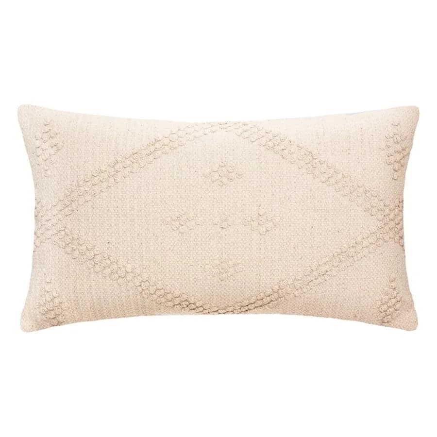 Cuscino 58x38 cm sfoderabile in cotone beige con motivo in rilievo
