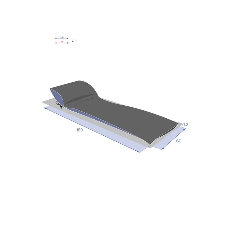 Cuscino arrotolabile per lettino prendisole 180x60 cm con poggiatesta in poliestere grigio - Maurilio