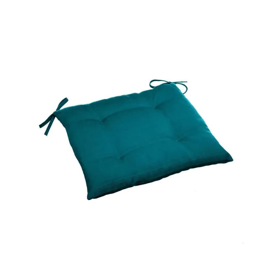 Cuscino con lacci per sedia 40x40 cm in poliestere trapuntato blu pavone - Bangkok