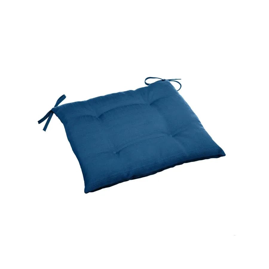 Cuscino con lacci per sedia 40x40 cm in poliestere trapuntato blu - Bangkok