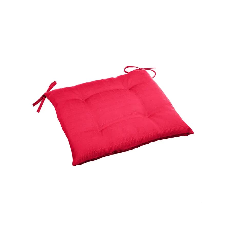 Cuscino con lacci per sedia 40x40 cm in poliestere trapuntato rosso melograno - Bangkok