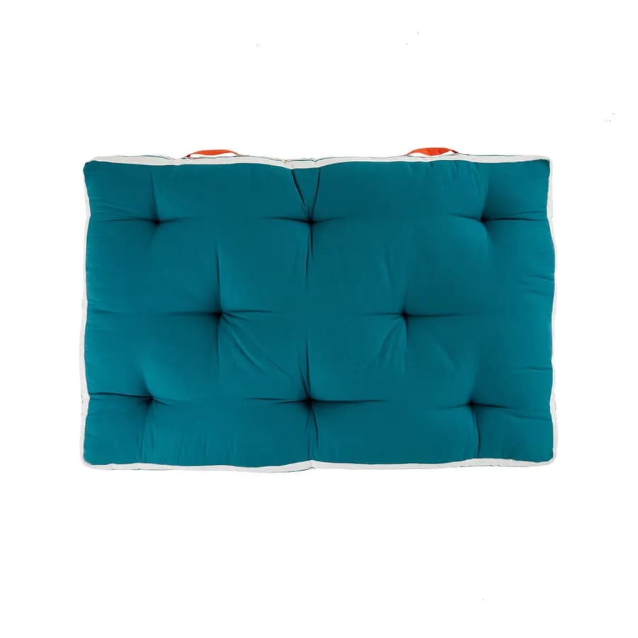 Cuscino da pavimento per esterno 120x80 cm in poliestere blu pavone con maniglia - Amleto