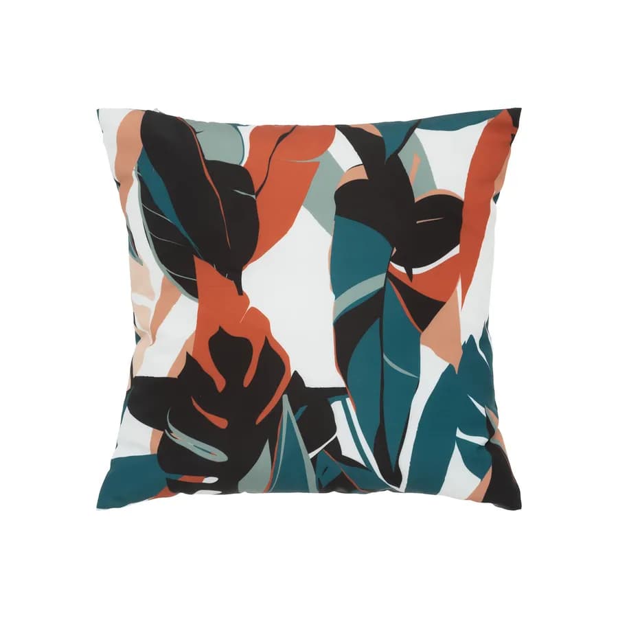 Cuscino decorativo da esterno 40x40 cm in poliestere con fantasia foglie - Tobias