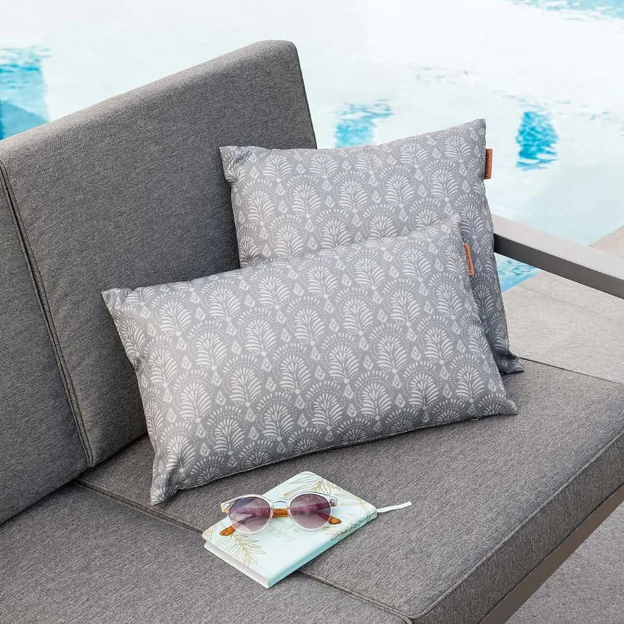 Cuscino decorativo da esterno 40x40 cm in poliestere grigio scuro con fantasia - Maurilio