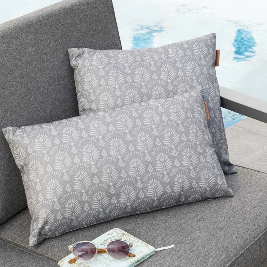 Cuscino decorativo da esterno 50x30 cm in poliestere grigio scuro con fantasia - Maurilio