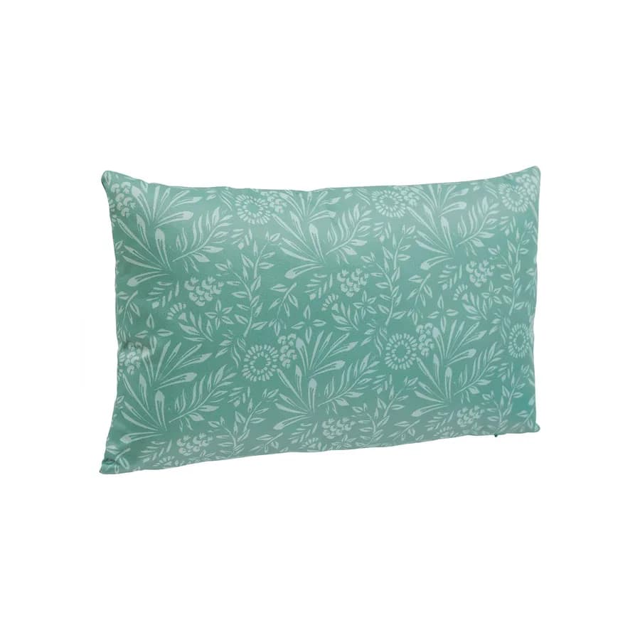 Cuscino decorativo da esterno 50x30 cm in poliestere verde giada con fantasia - Maurilio