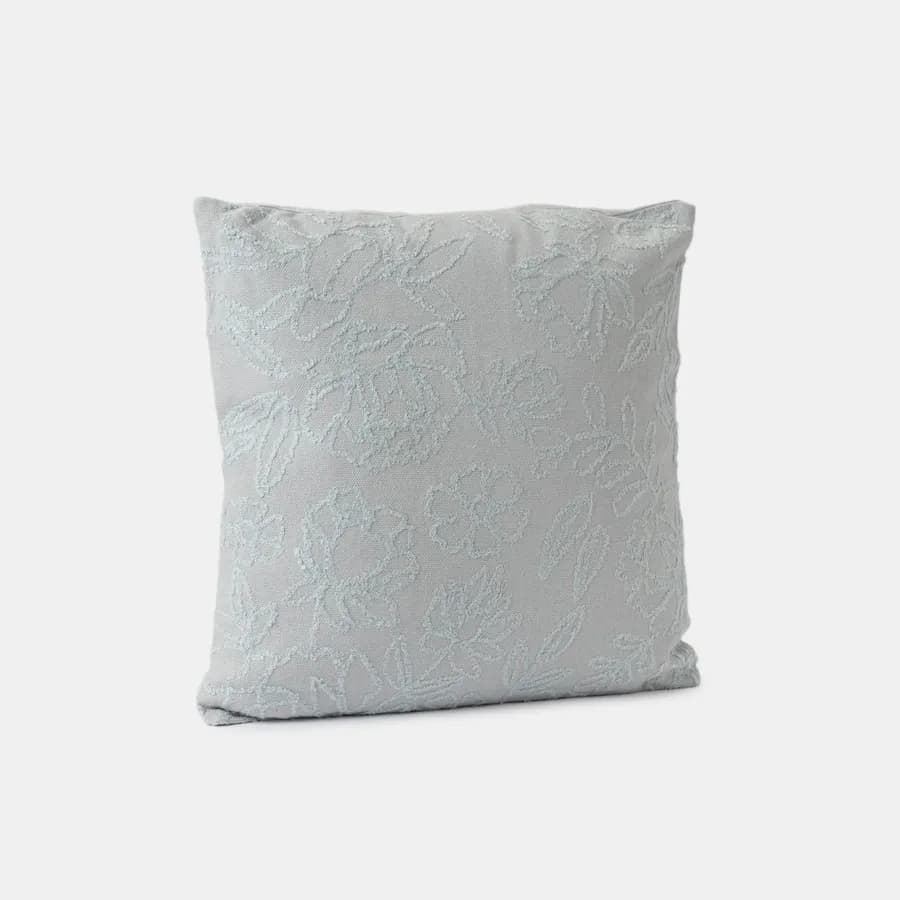 Cuscino sfoderabile 45x45 azzurro in cotone con ricami floreali