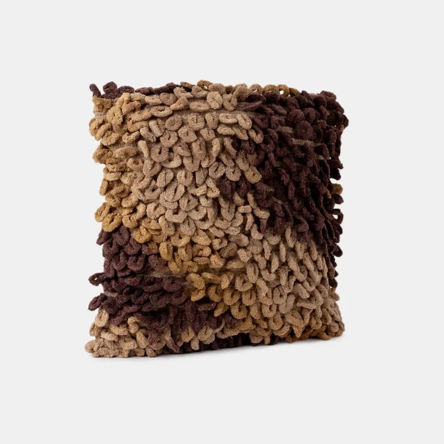 Cuscino sfoderabile 45x45 caramello multicolore in ciniglia