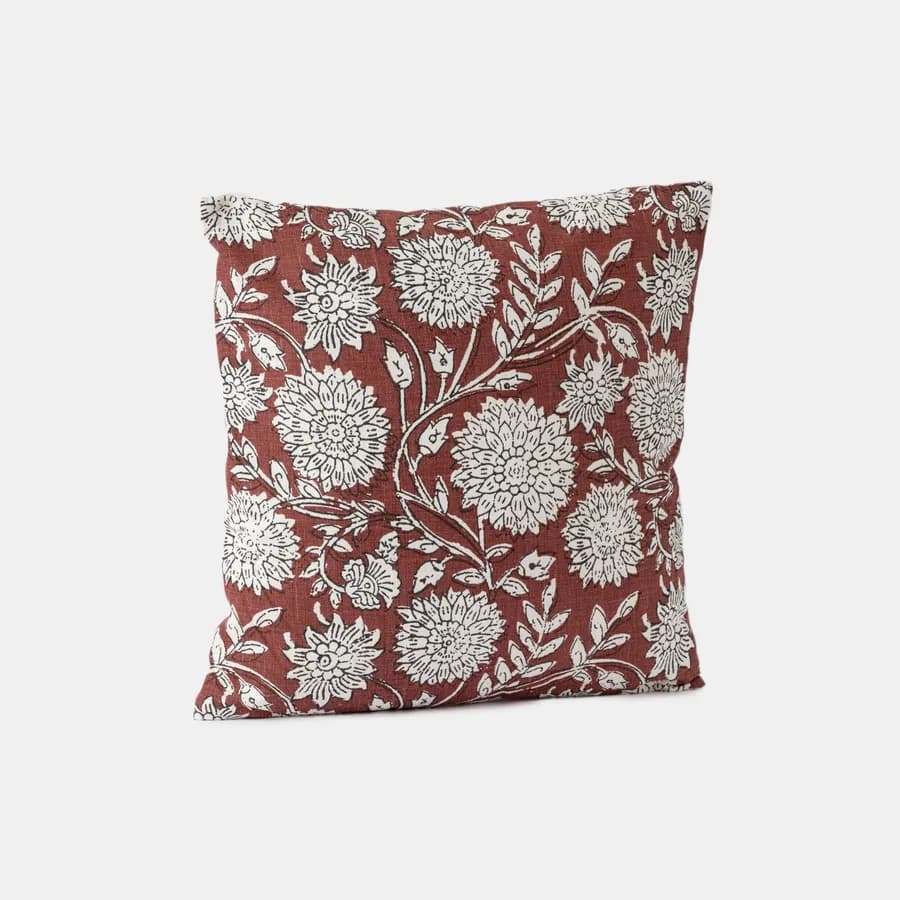 Cuscino sfoderabile 45x45 terracotta in cotone a fantasia con bordino