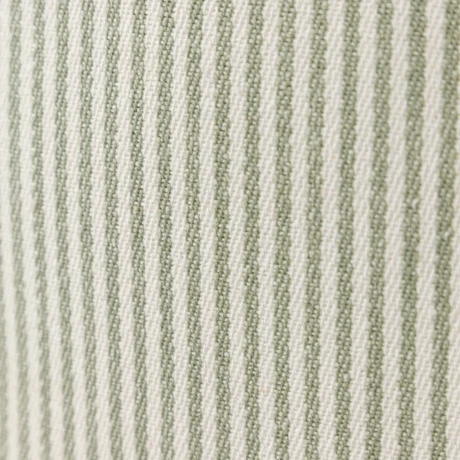 Cuscino sfoderabile 50x30 cm verde salvia in cotone a righe con volant