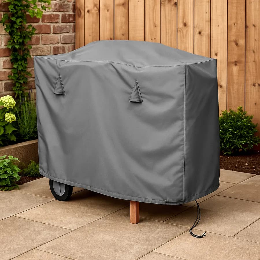 Copertura protettiva per barbecue in poliestere idrorepellente antracite 110x60x100h cm con coulisse regolabile - Wakanda