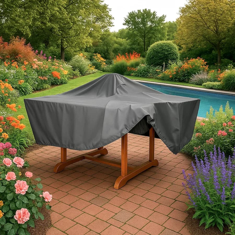 Copertura protettiva per tavolo in poliestere idrorepellente antracite 150x100x70h cm con coulisse regolabile - Wakanda