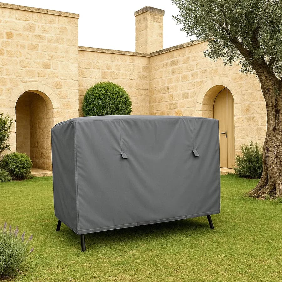 Copertura protettiva per dondolo in poliestere idrorepellente antracite 240x150x190h cm con coulisse regolabile - Wakanda