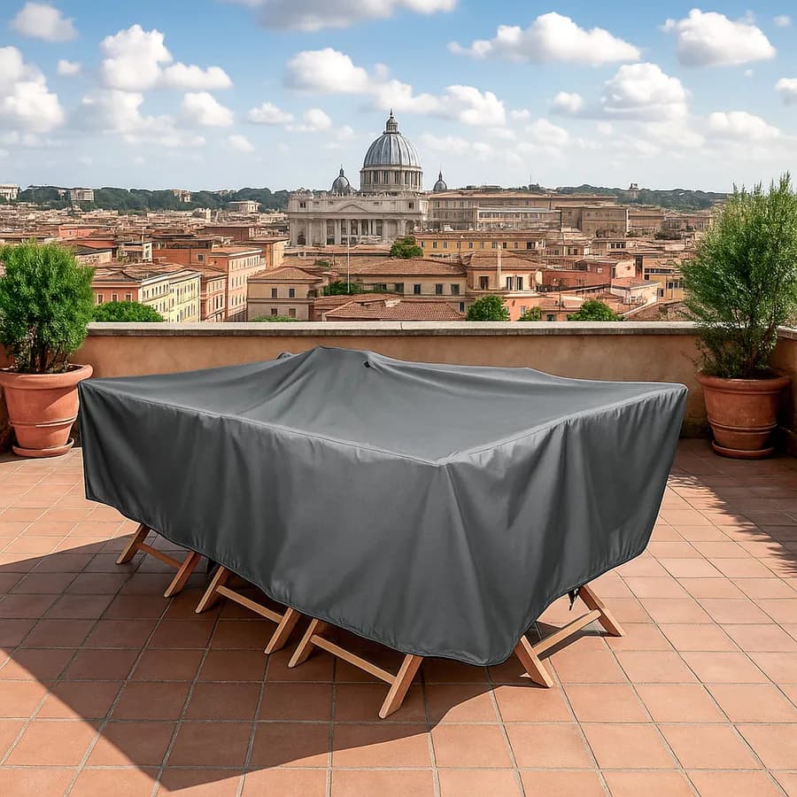 Copertura protettiva per tavolo in poliestere idrorepellente antracite 240x130x70h cm con coulisse regolabile - Wakanda