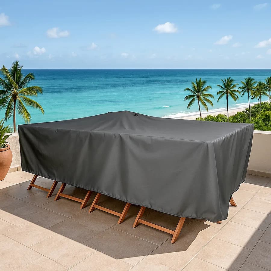 Copertura protettiva per tavolo in poliestere idrorepellente antracite 315x200x70h cm con coulisse regolabile - Wakanda