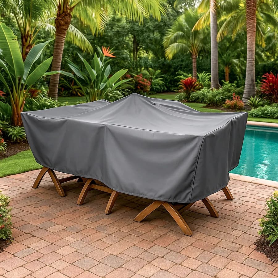 Copertura protettiva per tavolo in poliestere idrorepellente antracite 180x110x70h cm con coulisse regolabile - Wakanda