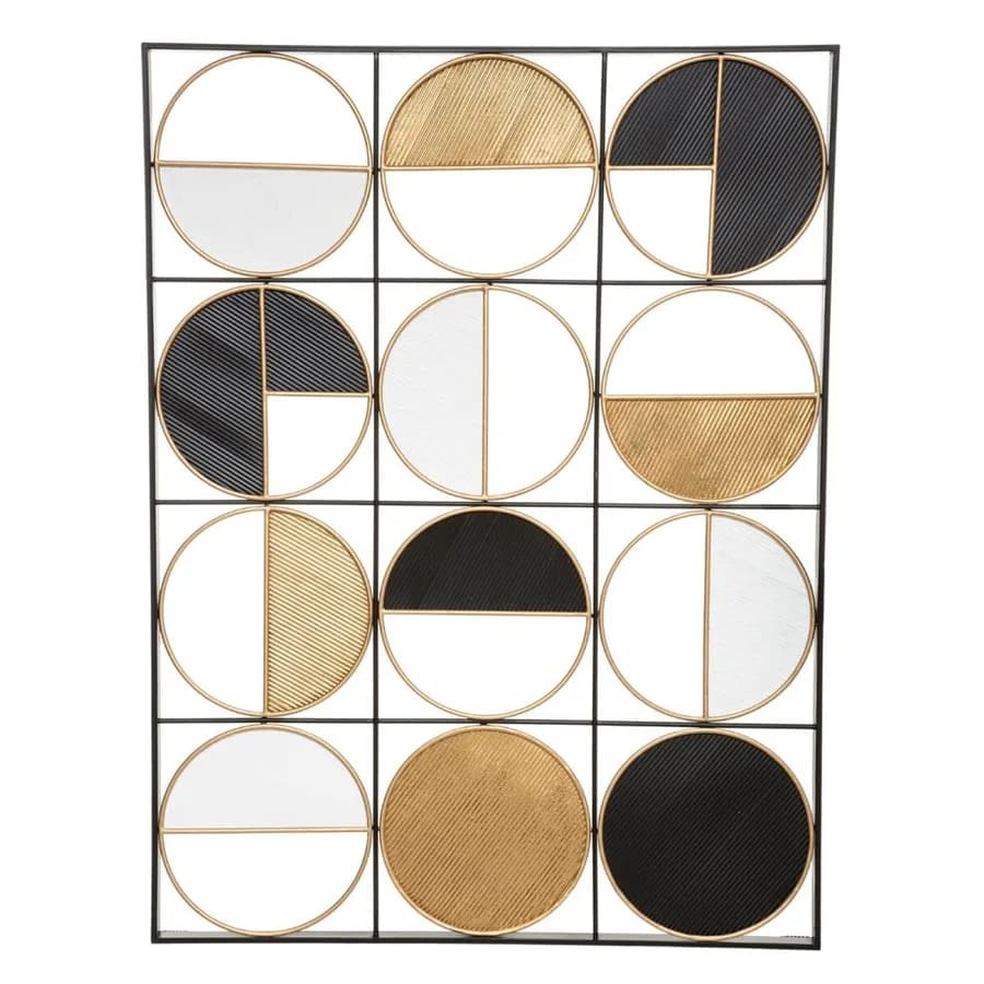 Decorazione da parete 102h cm in metallo oro con dettagli nero e bianco