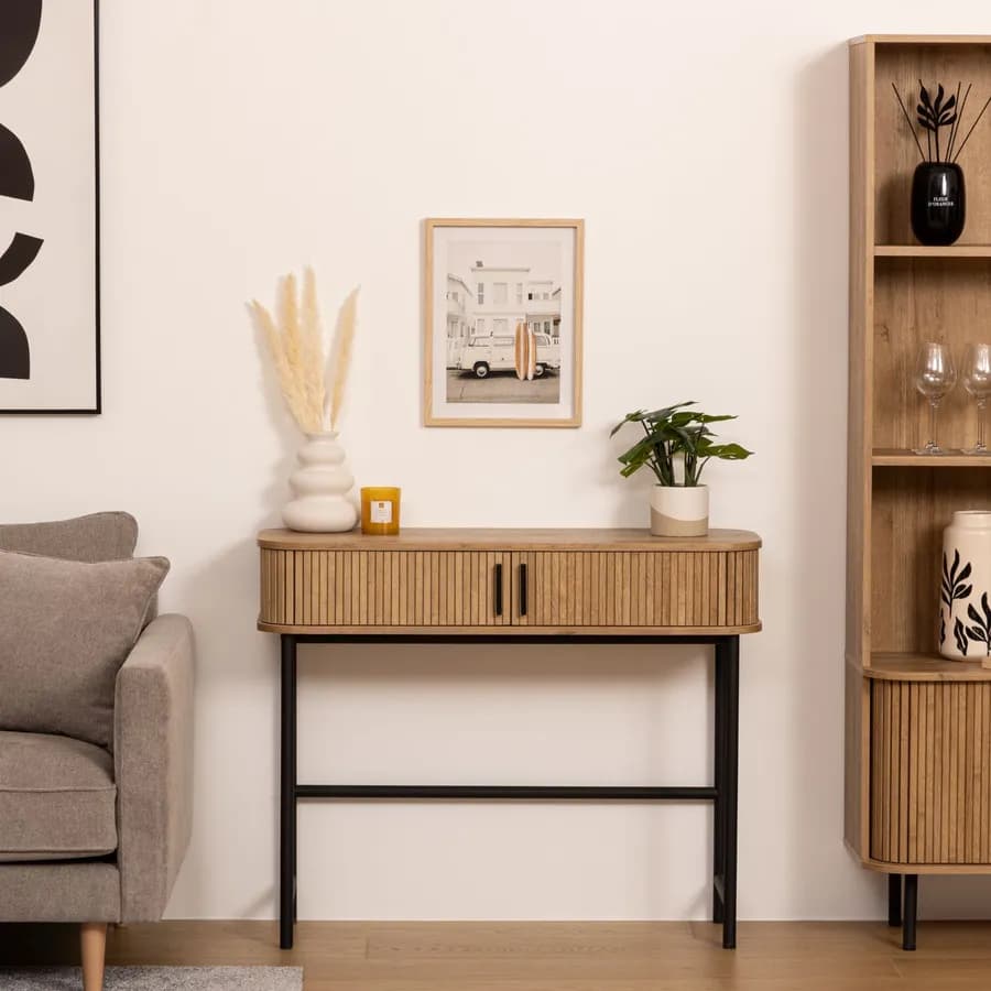 Decorazione da parete 30x40h cm in tessuto bianco e nero con cornice legno