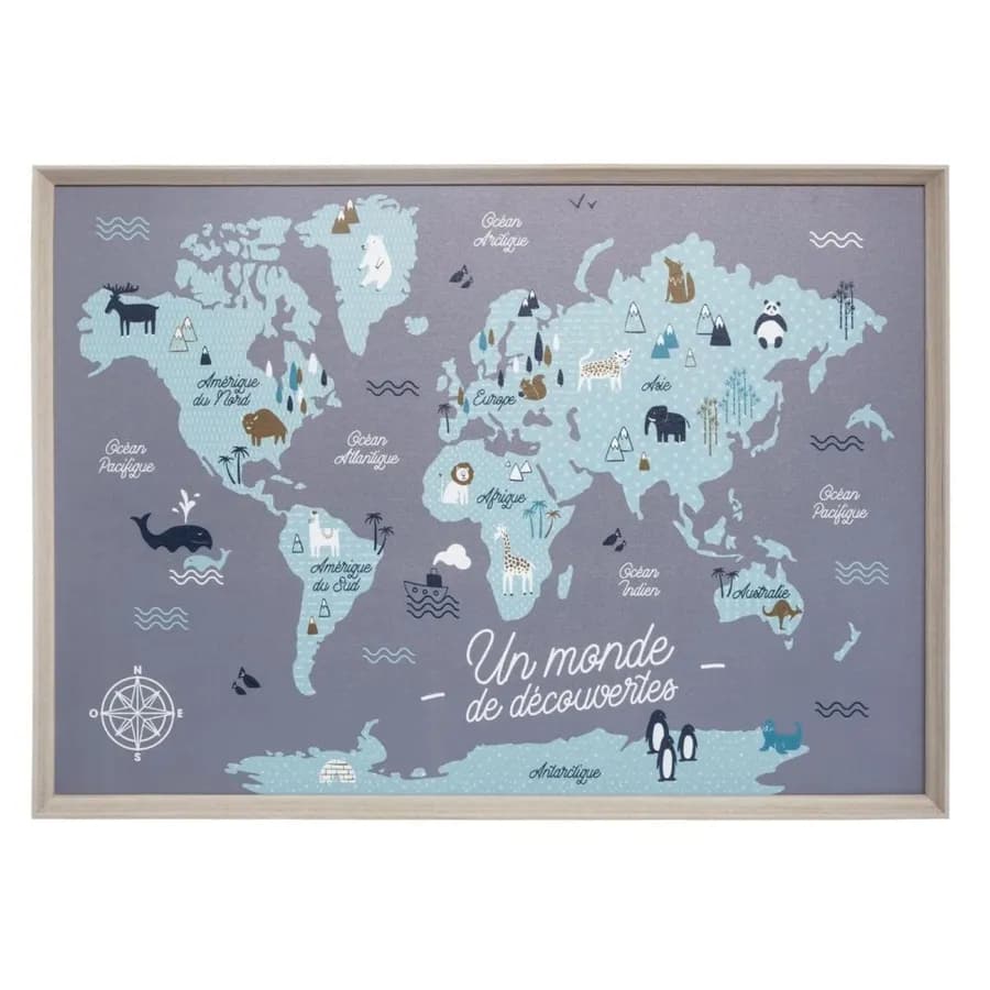 Decorazione da parete 50h cm fantasia cartina geografica multicolore - Kids