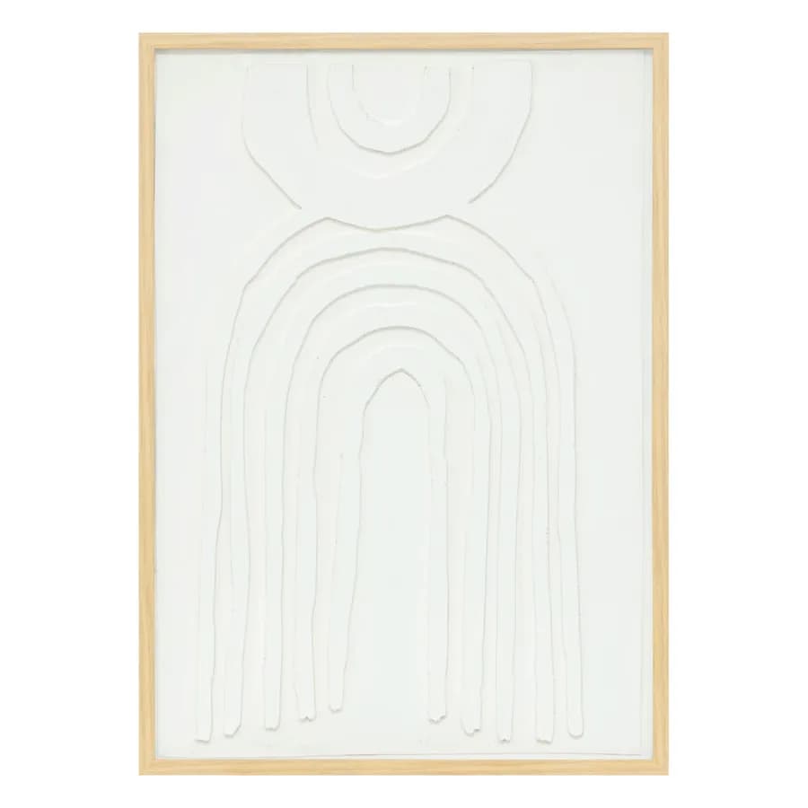 Decorazione da parete 50x70 cm rilievo bianco con cornice in legno