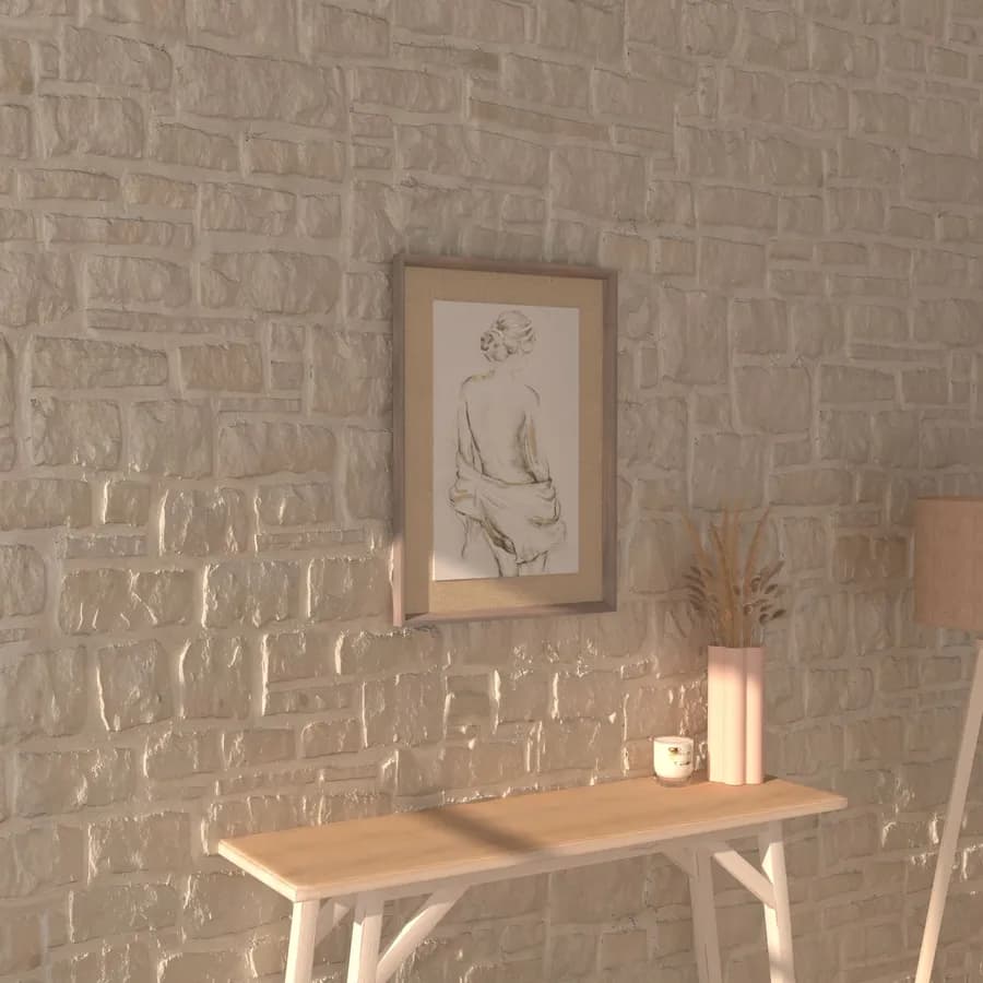 Decorazione da parete 50x70h cm in lino bianco e oro