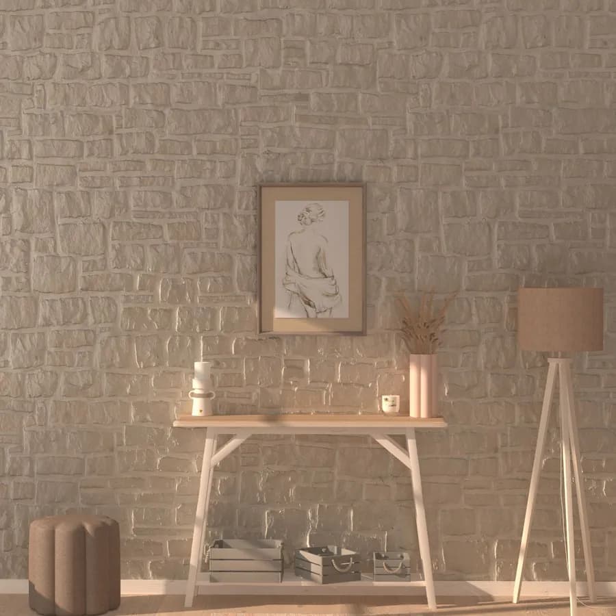 Decorazione da parete 50x70h cm in lino bianco e oro